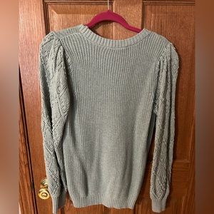 Loft lace pattern sleeve teal sweater
